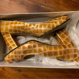 💝 Golden croco Vintage Pavane golden orange crocodile style heels in the 1980s